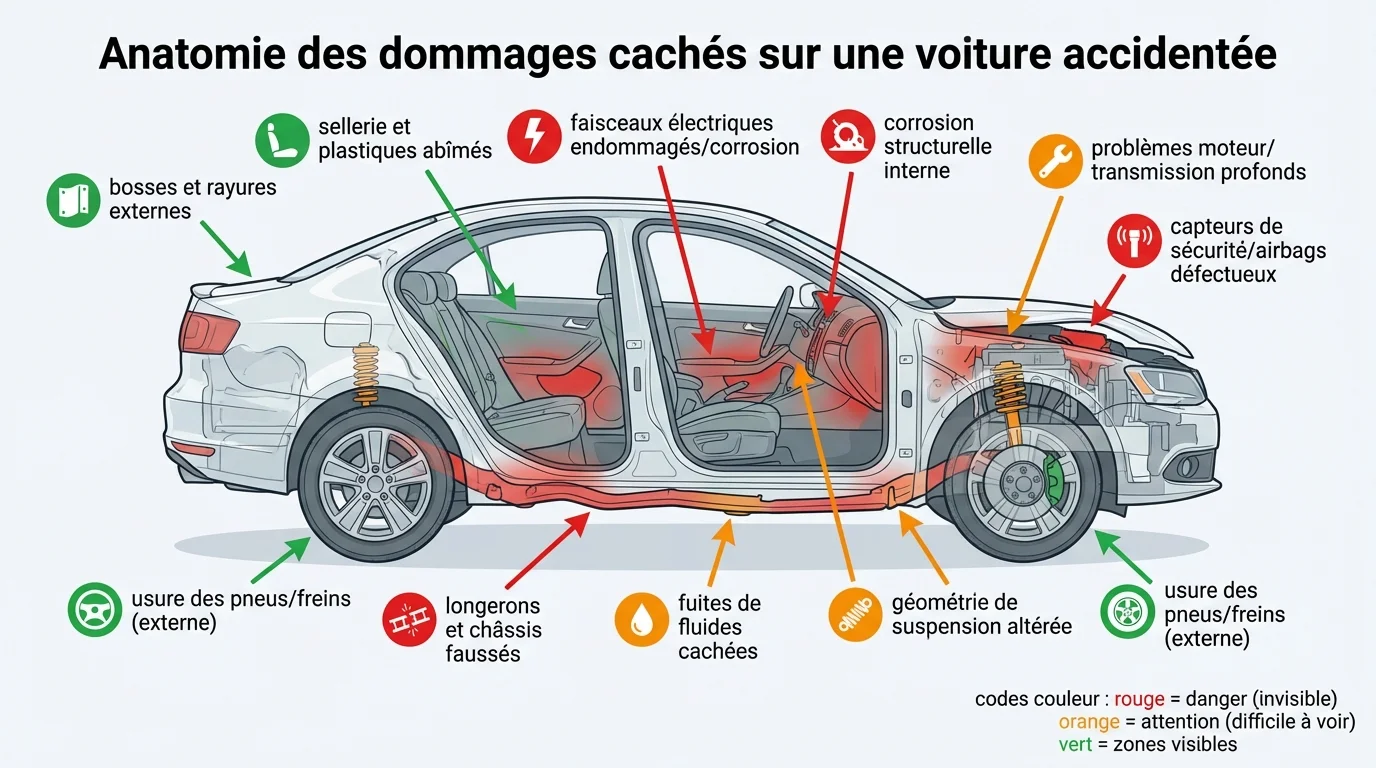 Anatomie des dommages cachés sur une voiture accidentée