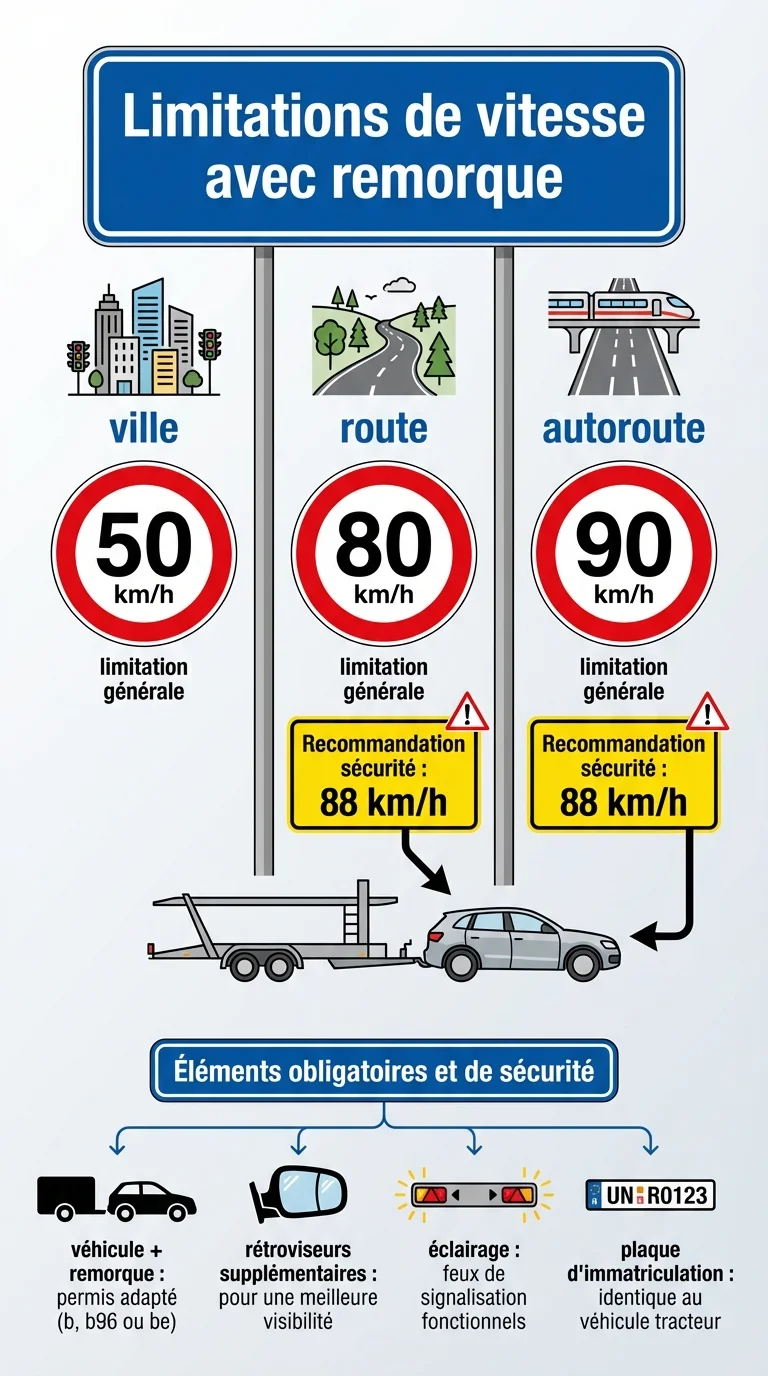 Infographie des limitations de vitesse avec remorque